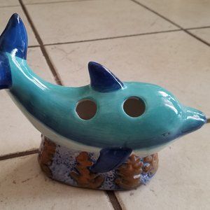 Dolphin Ceramic Toothbrush Holder Bathroom
